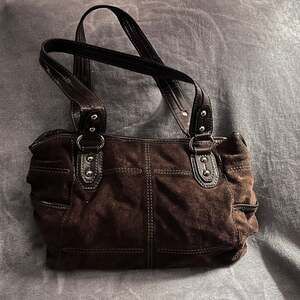 TIGNANELLO Brown Suede Shoulder Bag